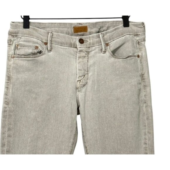 Mother The Looker Low Rise Pop! Jeans in Driftwood Light Brown Skinny Size 31 - Picture 2 of 13